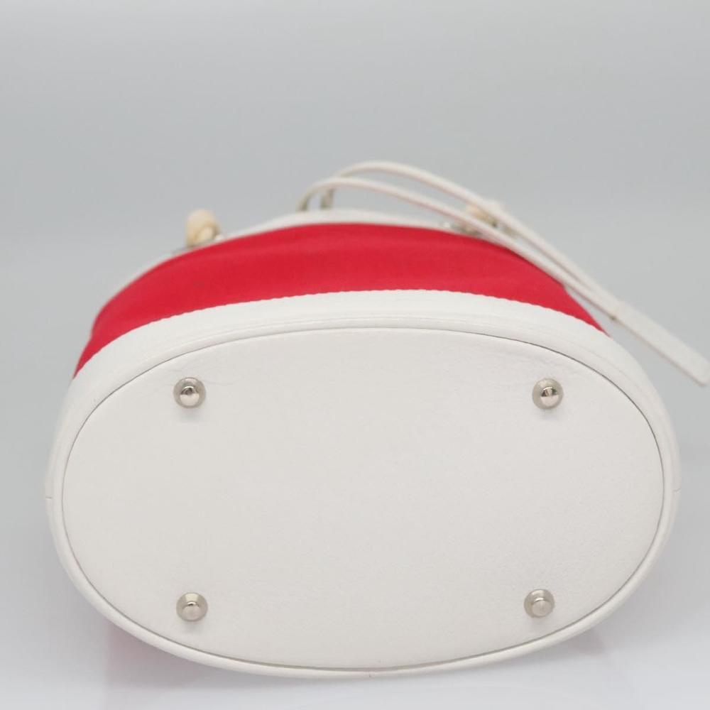BURBERRY Blue Label Hand Bag Canvas Leather Red White Silver Auth 113132 - Picture 6 of 16